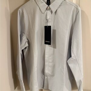 Men's lululemon New Venture Long Sleeve Dress Shirt in Blue & White - Medium